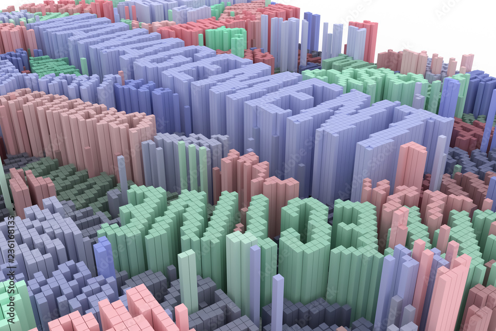 Fototapeta premium Keyword of Management. Colorful 3D rendering. Geometric structure block. For graphic design or background, shape composition.