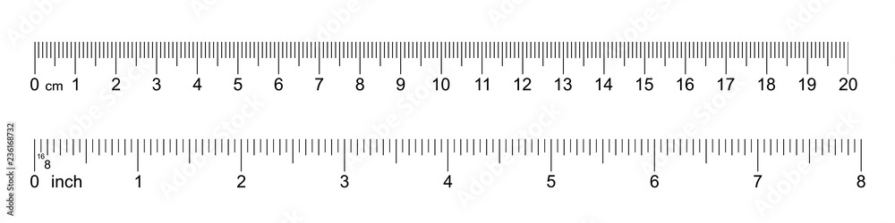 Ruler 20 cm, 8 inch. Set of ruler 20 cm 8 inch. Measuring tool. Ruler  scale. Grid cm, inch. Size indicator units. Metric Centimeter, inch size  indicators. Vector Stock Vector | Adobe Stock