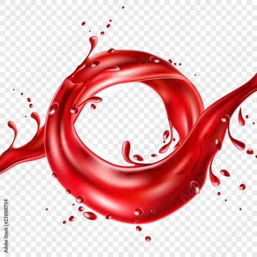 Vector realistic red tomato juice splash paint