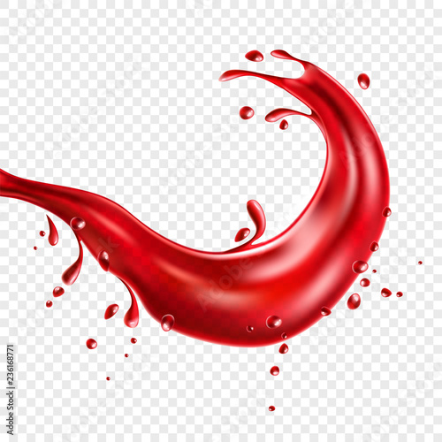 Vector realistic red tomato juice splash paint