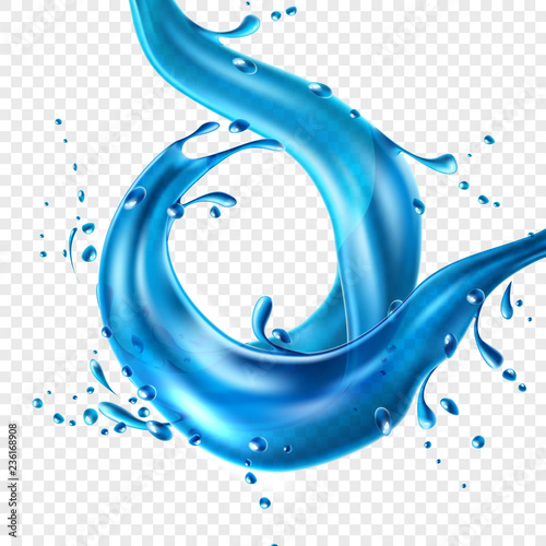 Vector realistic blue water splash paint