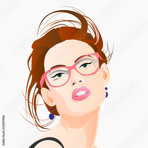 Beautiful woman with eyeglasses. Vector illustration eps 10