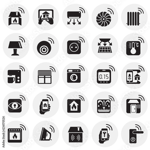 Smart home icons set on buttons background for graphic and web design, Modern simple vector sign. Internet concept. Trendy symbol for website design web button or mobile app.