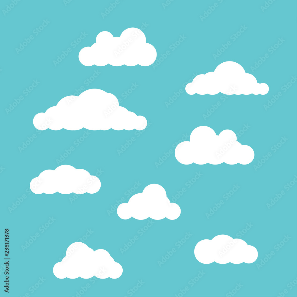clouds set isolated on blue sky background