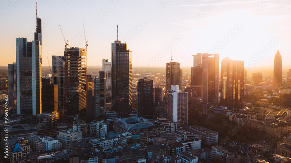 Fototapeta premium Frankfurt am Main Skyline Golden Hour