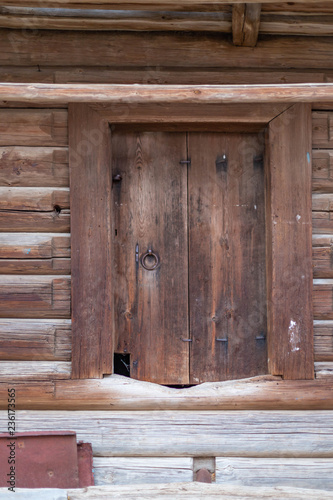the door of the old barn in the Chuvash village Chuguevo in Russia,shot fall day