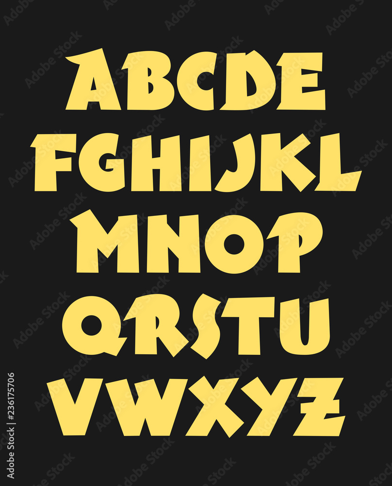 Hand drawn bold gothic font. Vector alphabet