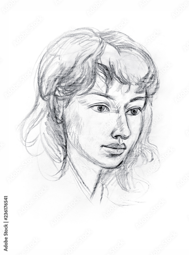 Portrait of a girl with a pencil Portrait of a girl with a pencil