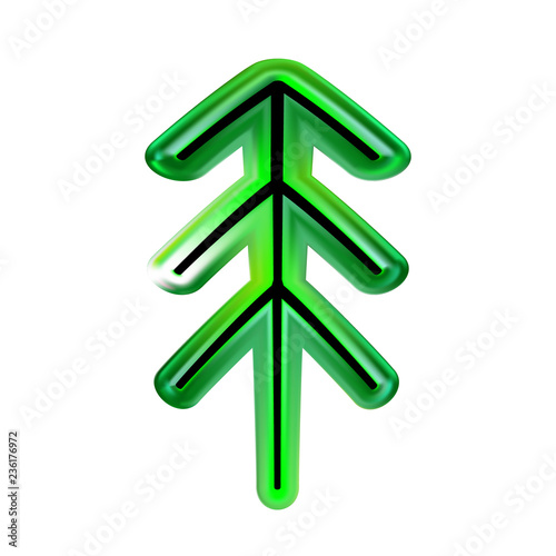 Christmas tree of green  Happy New Year from plastic. Toy and decorative element for design as part glass. Vector illustration