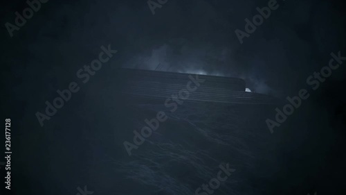 Noah Ark Under a Rain Storm in the Big Flood