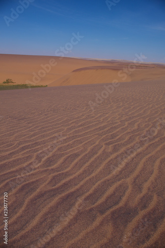 View of blue sky and dunes in Namibe Desert, Namibe, Angola