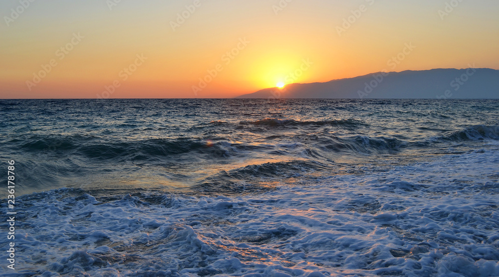 sunset on the mediterranean sea