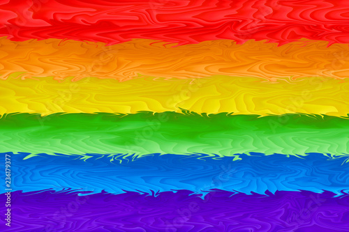 Motion blurred picture of a gay rainbow flag during pride parade. Concept of LGBT rights.