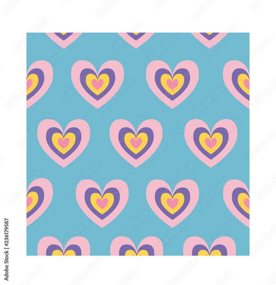 Colorful Heart Pattern with Green Background