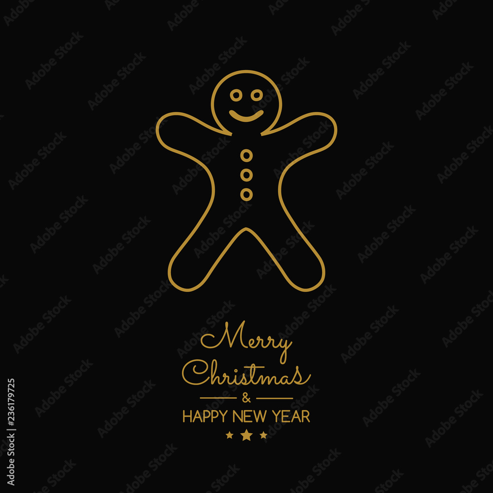 Christmas greeting card with hand drawn gingerbread cookie. Vector. Christmas greeting card with hand drawn gingerbread cookie. Vector.