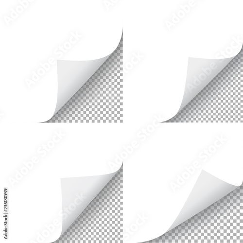 Paper curl set. Page curl corner. Vector