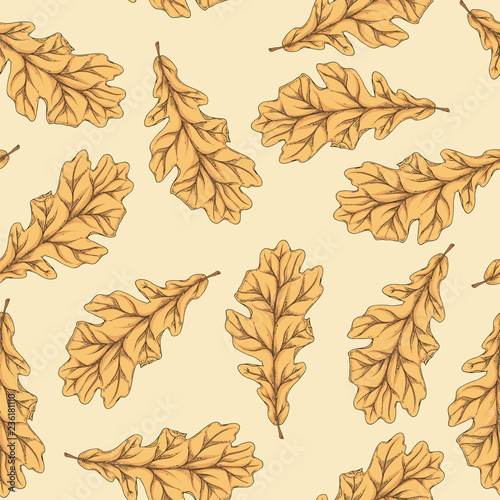 Brown Oak Leaf Seamless Pattern