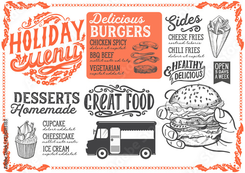 Christmas menu template for food truck.