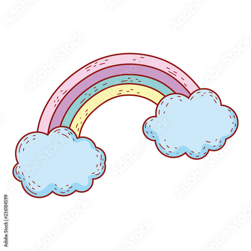 cute rainbow with clouds