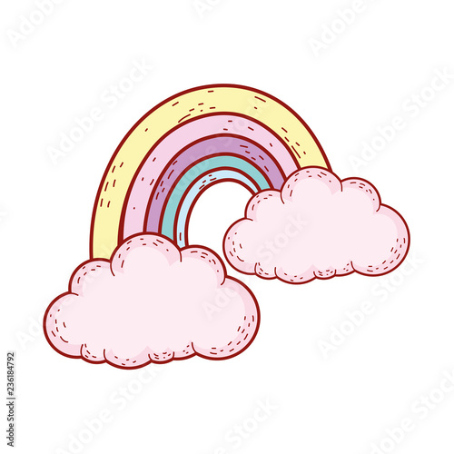 cute rainbow with clouds