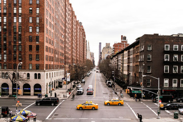 Sierkussen New York taxi Manhattan straatbeeld met wolkenkrabbers  © Juli M.