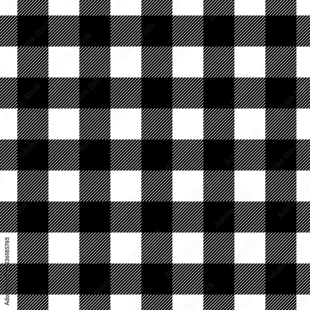 Black and white fabric texture check seamless Vector Image