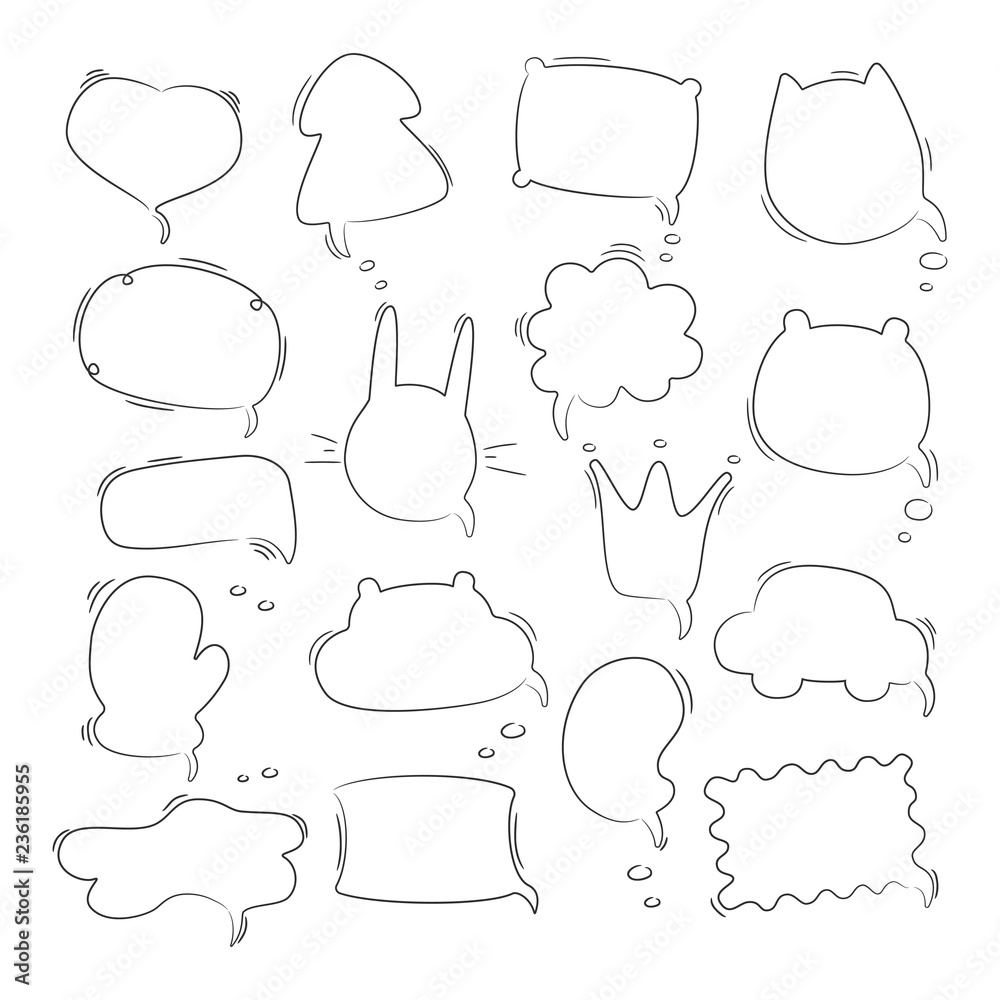 Set of sketch speech bubbles. Vector illustration. Set of sketch speech bubbles. Vector illustration.