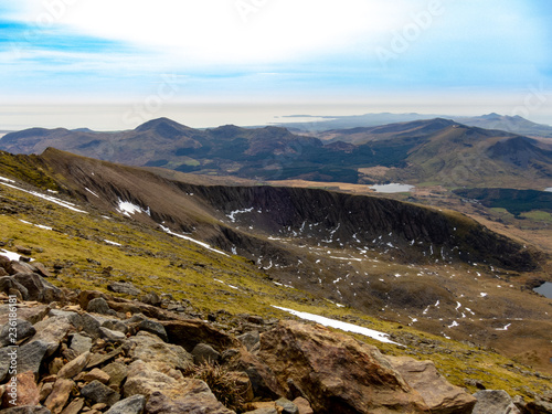 Looking towards Anglesey from the peak of Snowdon