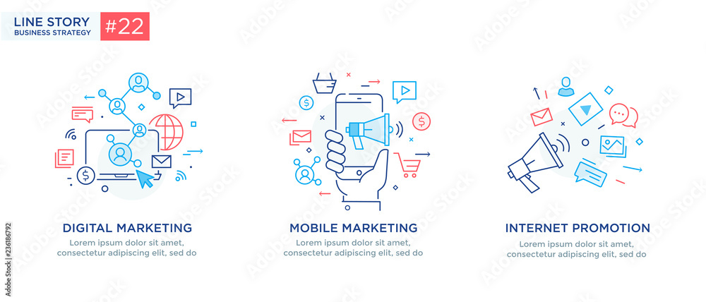 Set of illustrations concept with business concept. Workflow, growth, graphics. Business development, milestones, start-up. linear illustration Icons infographics. Landing page site print poster. Line