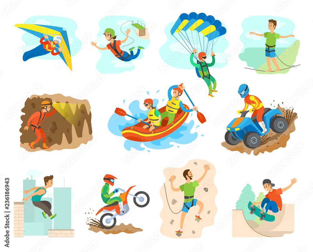 Extreme Sport Active Lifestyle of People Vector Extreme Sport Active Lifestyle of People Vector