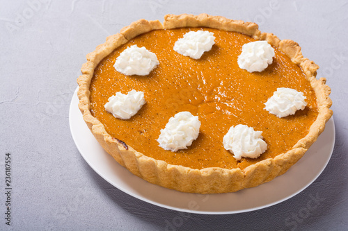 Homemade american traditional pumpkin pie