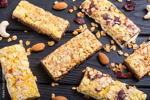 Healthy homemade snacks breakfast . Granola bars