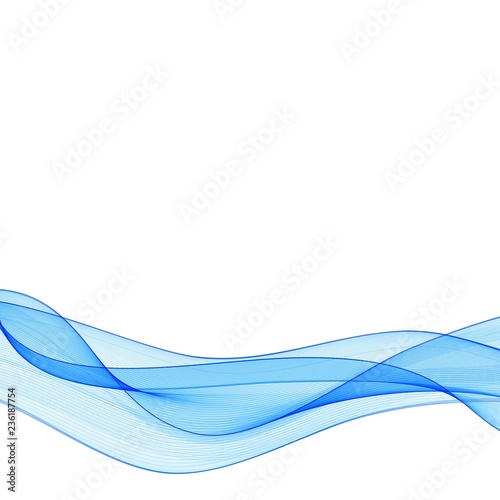 Abstract smooth color wave vector. Curve flow blue motion illustration. Smoke design. Vector lines. eps 10