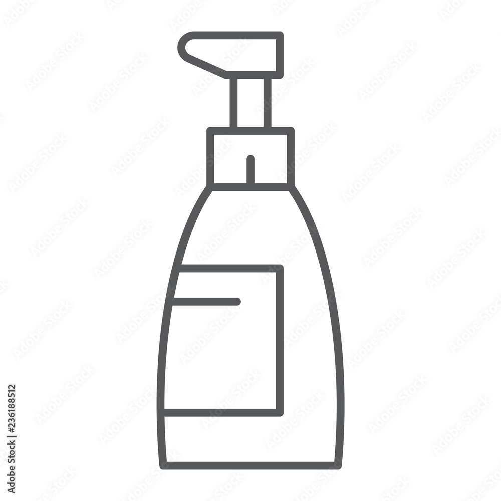 Soap thin line icon, cosmetic and wash, bottle sign, vector graphics, a linear pattern on a white background. Soap thin line icon, cosmetic and wash, bottle sign, vector graphics, a linear pattern on a white background.