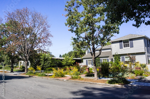 Landscape in the Rose Garden residential neighborhood of San Jose, south San Francisco bay area, California