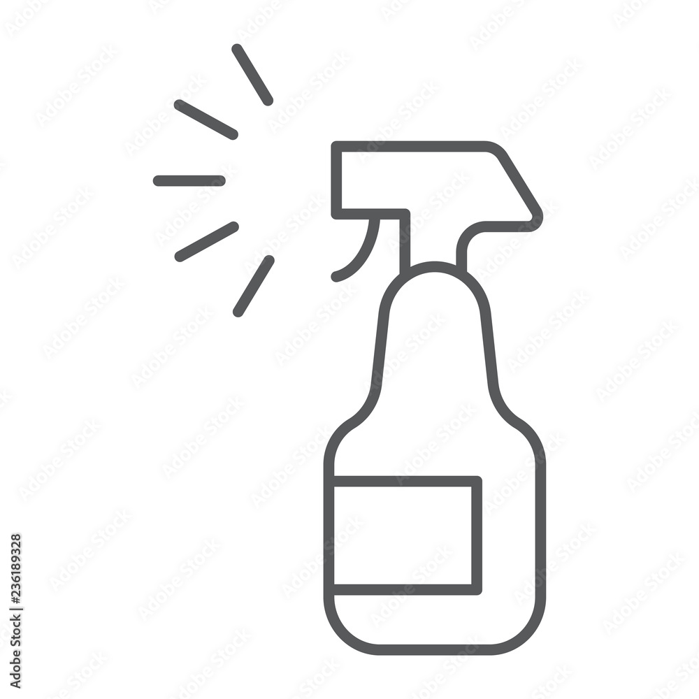 Sprayer thin line icon, aerosol and clean, bottle sign, vector graphics, a linear pattern on a white background. Sprayer thin line icon, aerosol and clean, bottle sign, vector graphics, a linear pattern on a white background.
