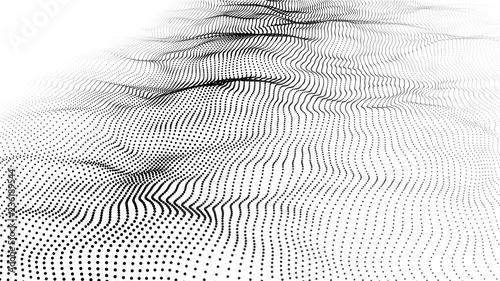Futuristic dots pattern. Imitation wave of particles. Data visualization. Vector illustration.