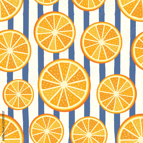 Vector orange pattern. Orange sliced pattern. Seamless orange slices background