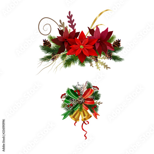Christmas festive decoration from christmas tree branches