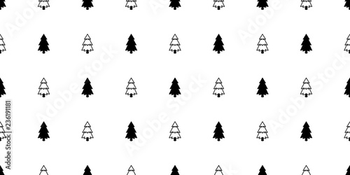 Christmas tree seamless pattern vector Santa Claus snow mountain wood forest scarf isolated cartoon illustration tile background repeat wallpaper