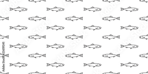 fish seamless pattern salmon vector shark fin dolphin whale ocean sea background repeat wallpaper