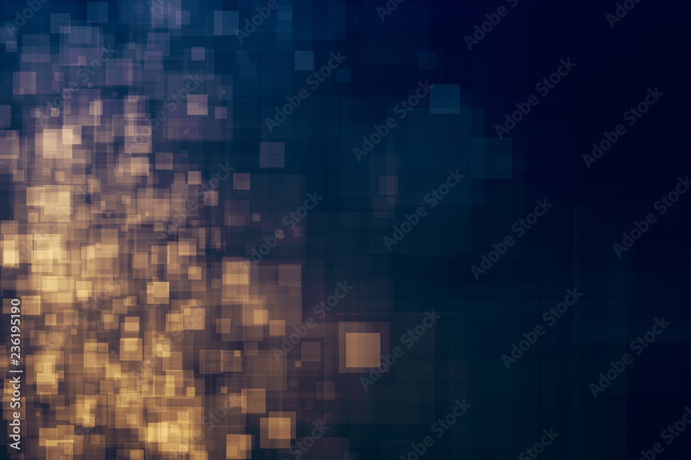 Glitter lights glittering squares shape background. Defocused bokeh. Illustration