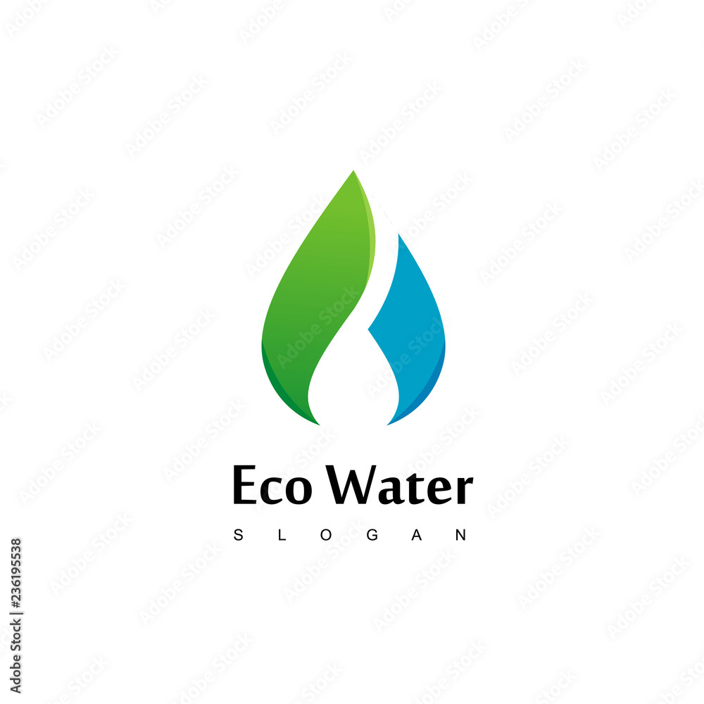 Ecology Logo, Drop Water With Leaf Symbol Icon