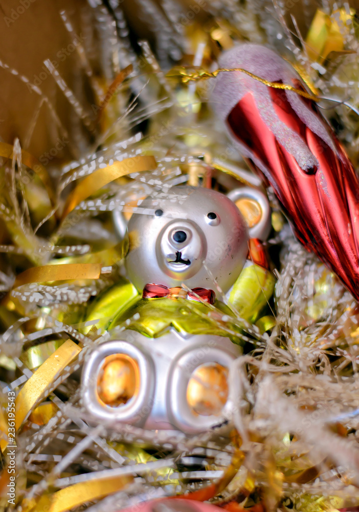 Christmas toy bear in a box