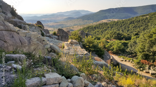 Sunrise view of The ancient Thracian city of Perperikon, Kardzhali Region, Bulgaria photo
