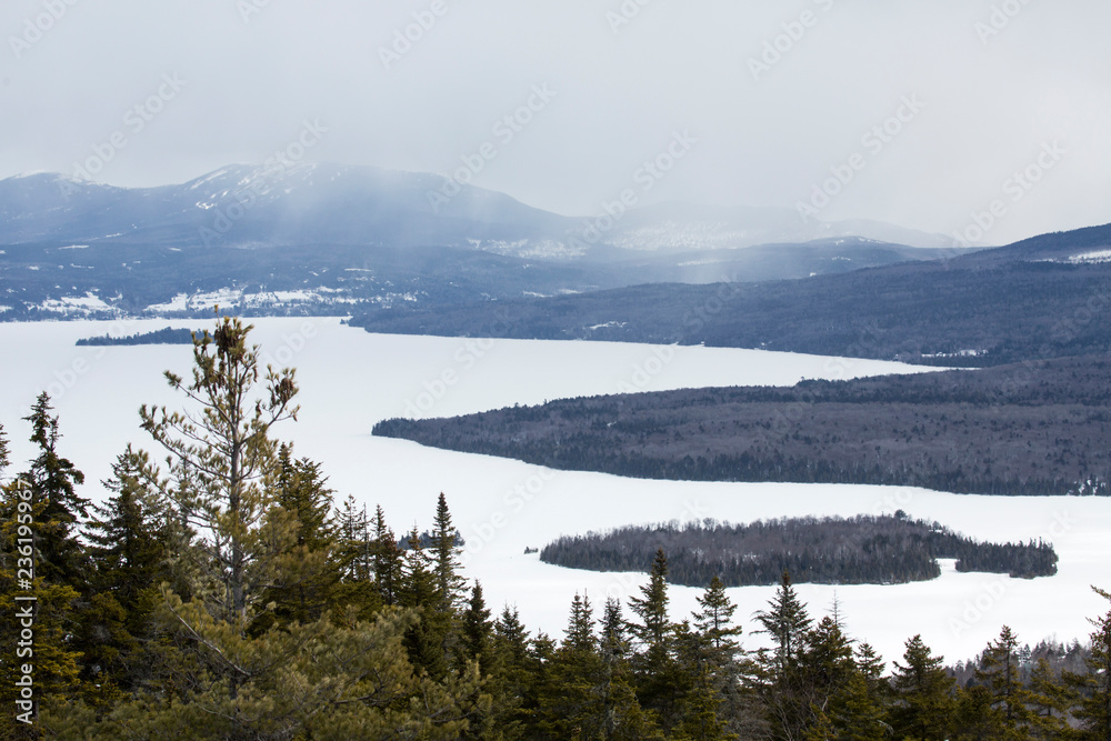 Scenic view from the summit of Bald Mountain, Oquossuc, Maine.