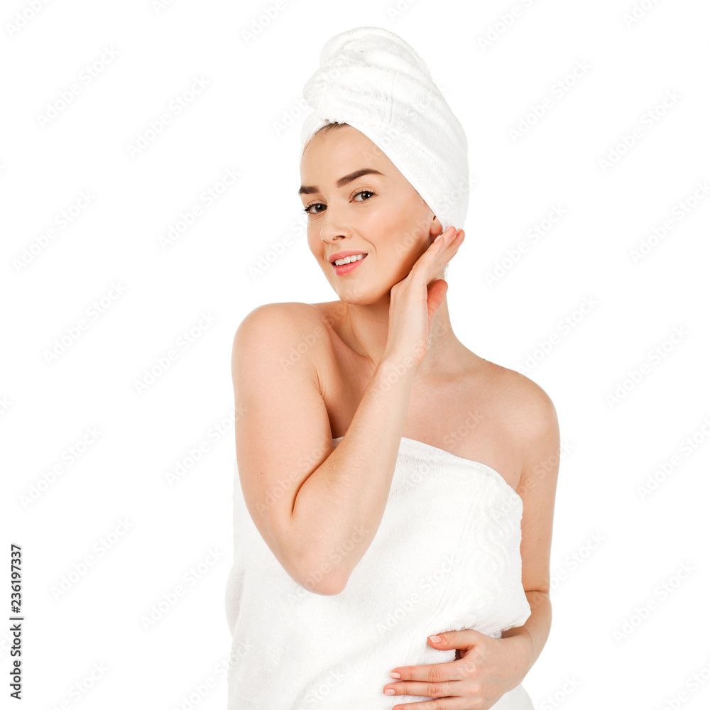 Portrait of a bared beautiful woman getting ready for the spa treatment Portrait of a bared beautiful woman getting ready for the spa treatment