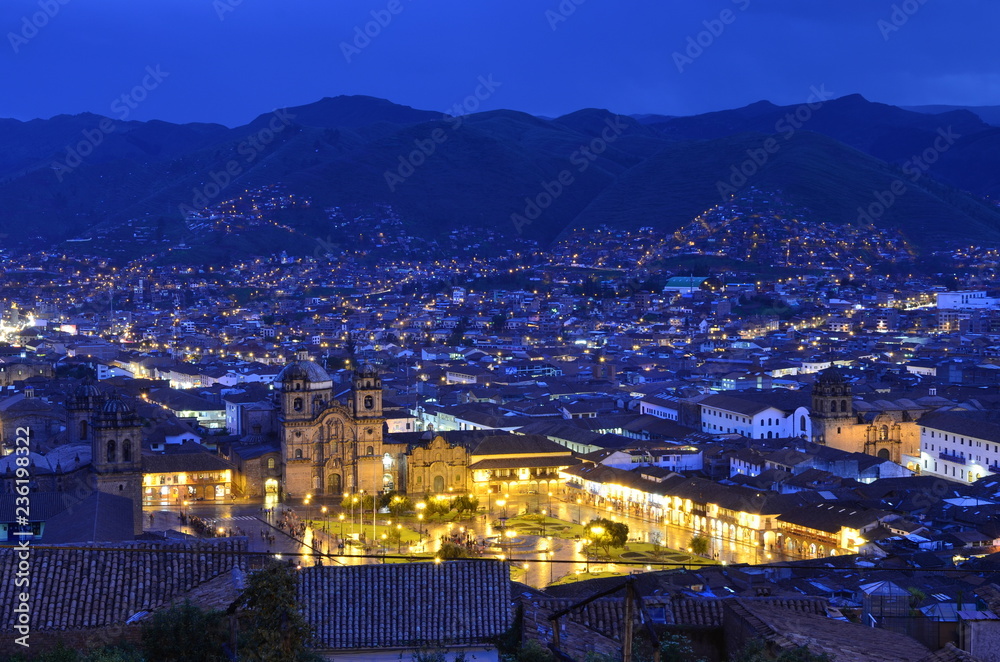 Fototapeta premium Blue Hour Over the City - Cusco, Peru