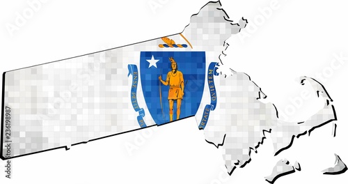 Grunge Massachusetts map with flag inside - Illustration, 
Map of Massachusetts vector,  
Abstract grunge mosaic flag of Massachusetts