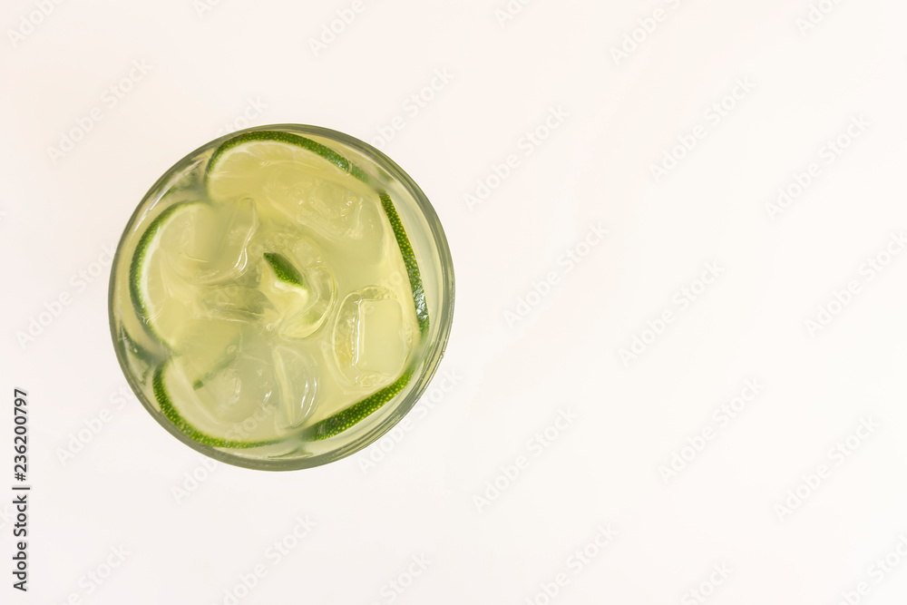 Top view of traditional brazilian drink, caipirinha with lemon Top view of traditional brazilian drink, caipirinha with lemon